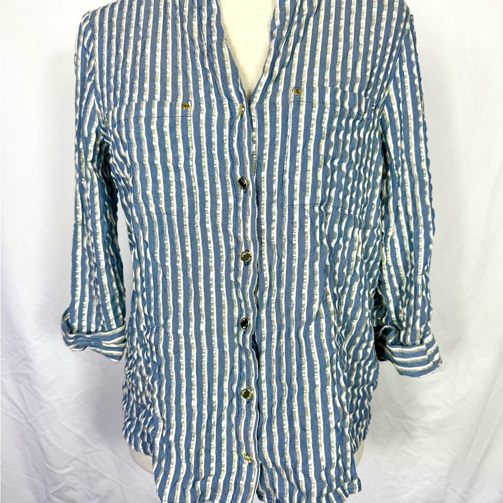 Anne Klein Striped Button-Down Blouse